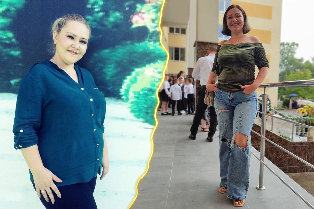 Colaj „înainte și după”: Liliana înainte de începerea programului și după ce a slăbit 22 kg.